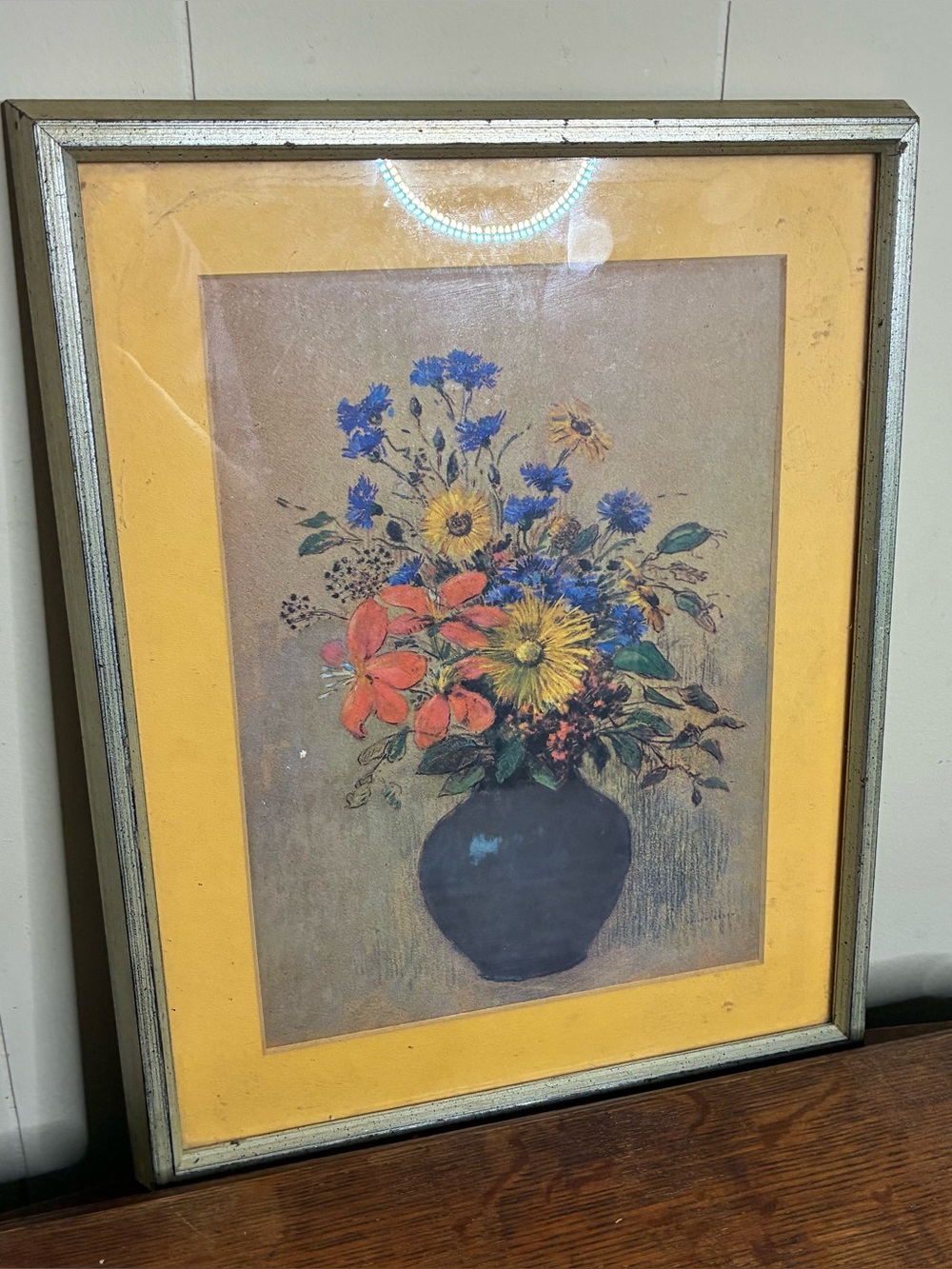 Vintage Framed Odilon Redon Wildflowers Print
